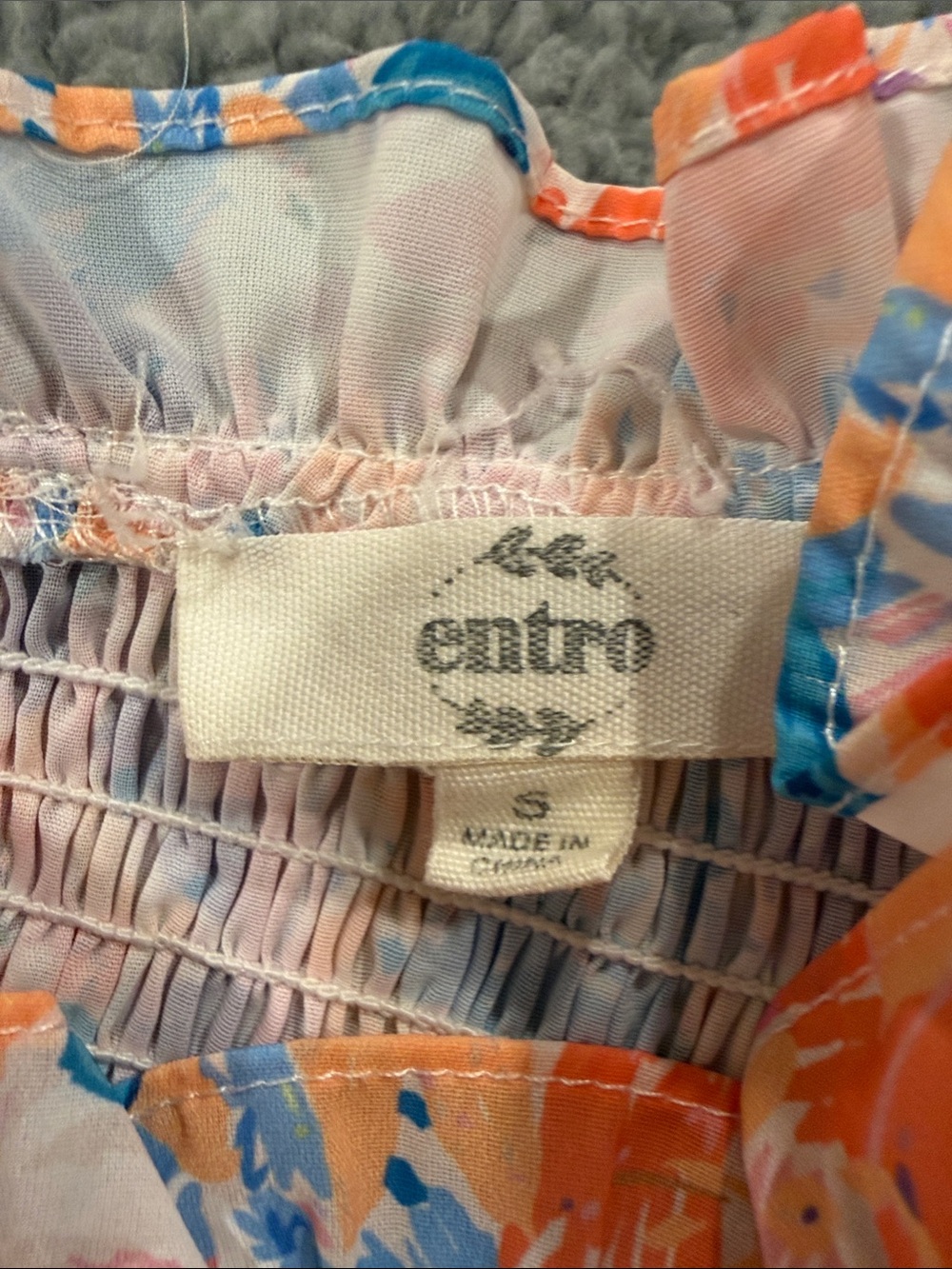 entro Pink Multi Floral Smocked Peplum Blouse - Picture 4 of 5